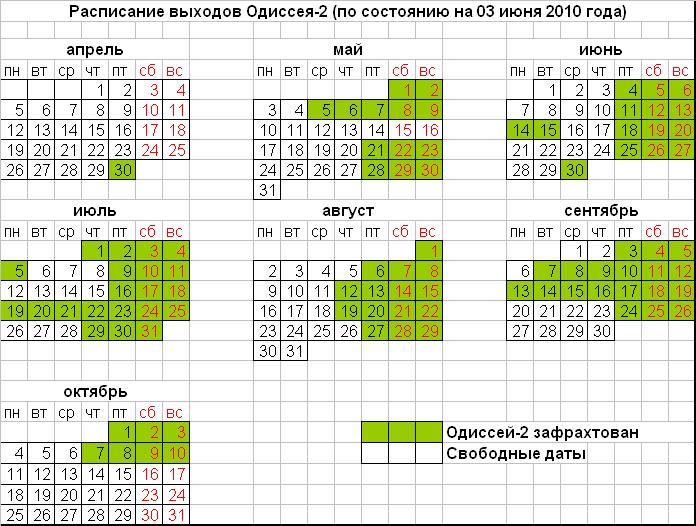Обновленное расписание (от 03.06.2010)