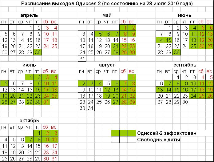 Обновленное расписание (от 28.07.2010)