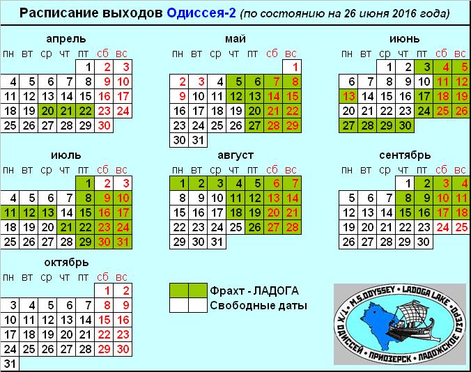 Актуальное расписание 2016