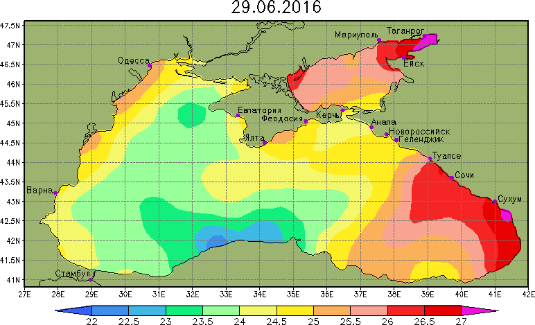 Температура поверхности на Черном море
