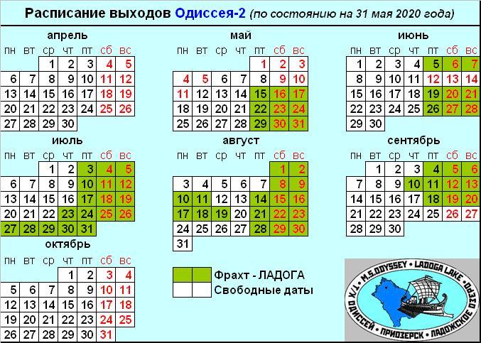 Актуальное расписание 2020