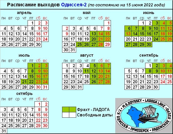 Актуальное расписание 2022