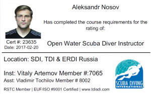 open water scuba diver instructor