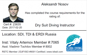 dry suit diver instructor