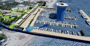 Морской порт в Алуште в мечтах. В проекте отеля посреди марины предусмотрены подводные этажи с рестораном, апартаментами и туннельным переходом на берег