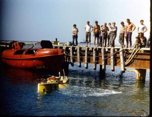 Подводный аппарат "Риф" у пирса на мысе Большой Утриш, 1986 г