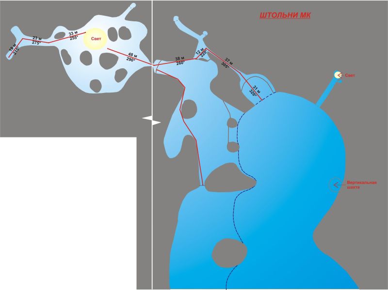 Схема штолен Мраморного Карьера Схема штолен Мраморного Карьера
