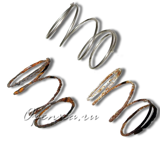Пружины разной степени коррозии Пружины разной степени коррозии