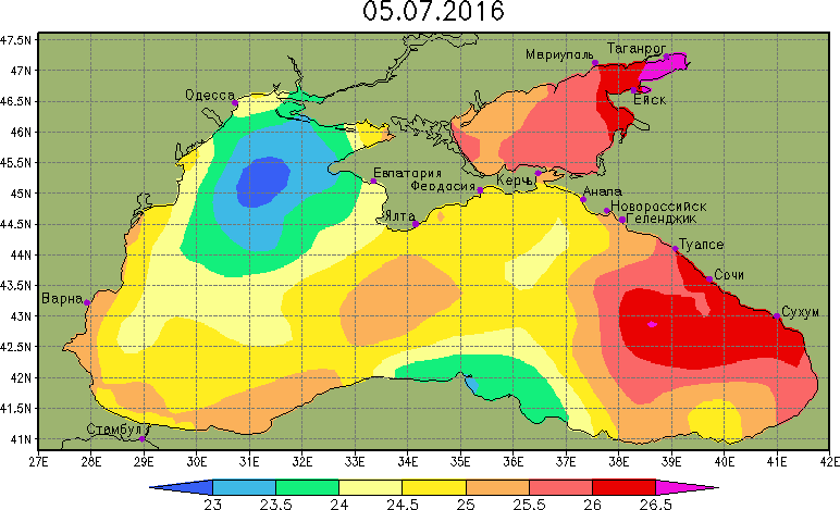 Температура поверхности на Черном море Температура поверхности на Черном море