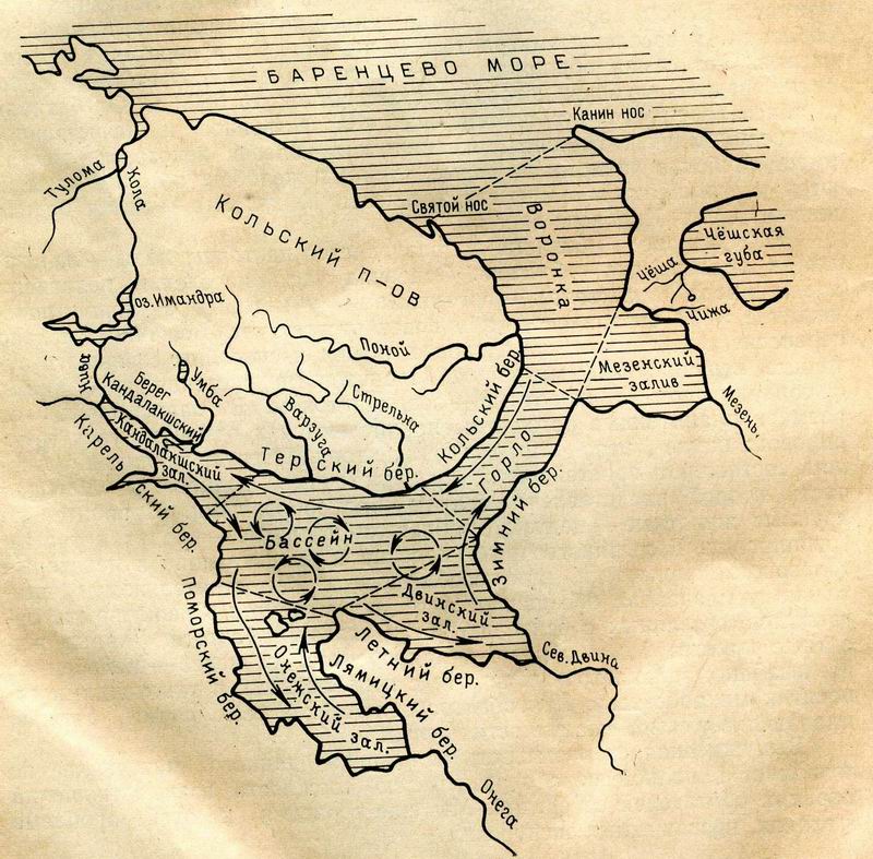 Карта-схема Белого моря. Карта-схема Белого моря.